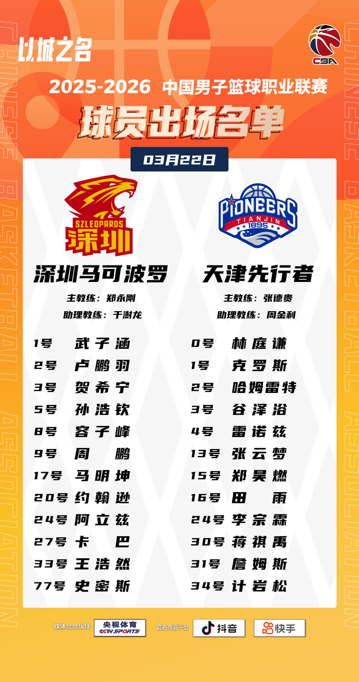 CBA常规赛第二十九轮今晚双赛打响 两场焦点战引